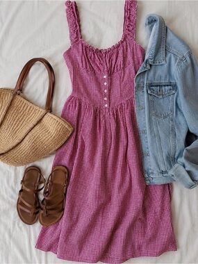 Gingham Red Checkered Milkmaid Dress